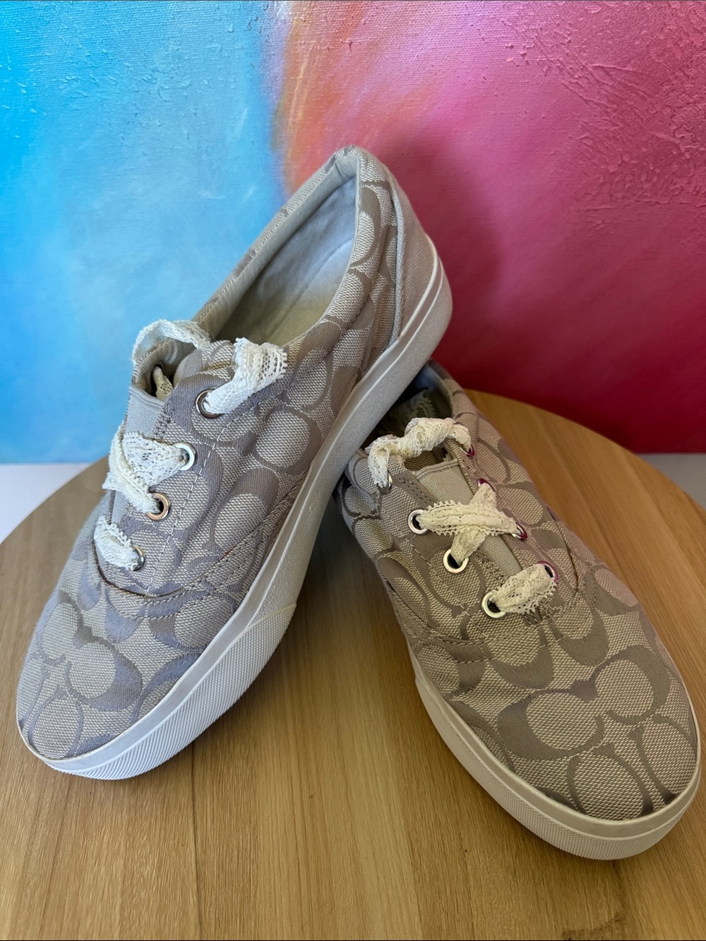 COACH Signature Jacquard Citysole Skate Lace-Up Sneakers Sz9B Like New MSRP$135